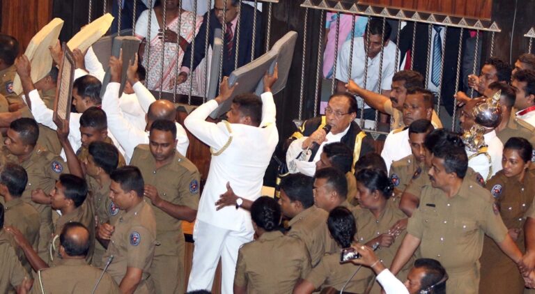 Chili throws and office supplies at the Sri Lankan parliament