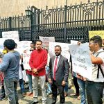 Civil Rights Activists Protest at CBSL for Fair Pay
